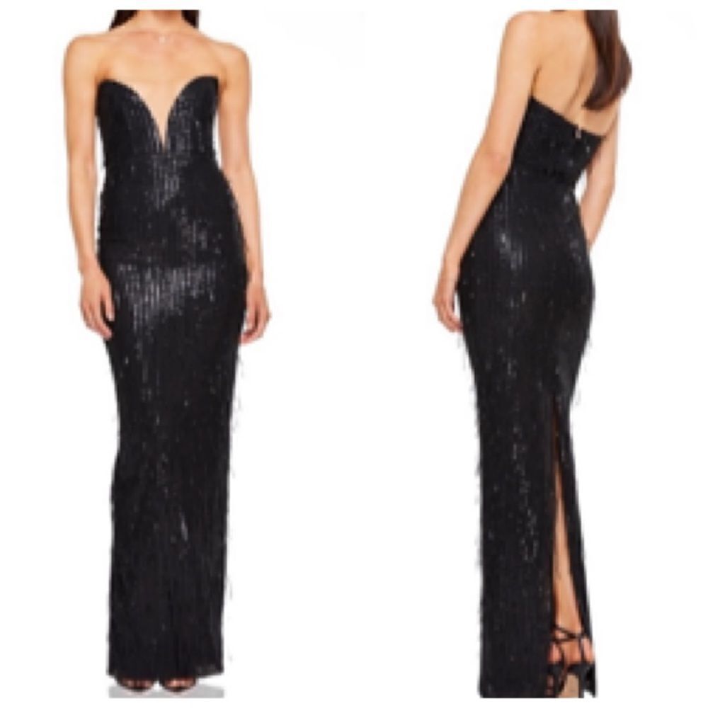 Nookie Karma Sequin Cocktail Black Tie Gown Xtra Small in Black $369